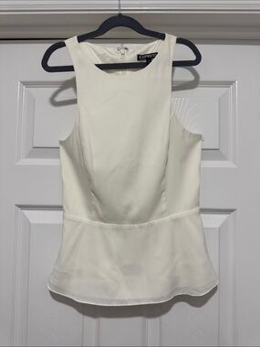 Express Cream Sleeveless Peplum Camisole